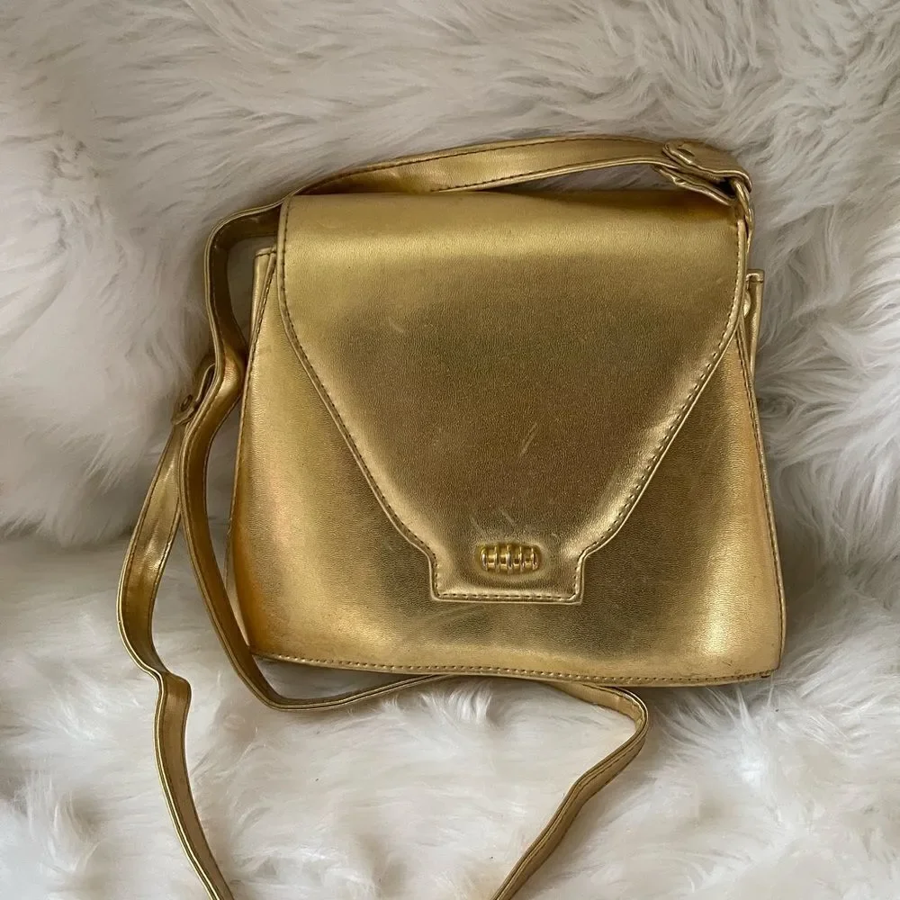 Rush Hour faux leather gold metallic crossbody bag